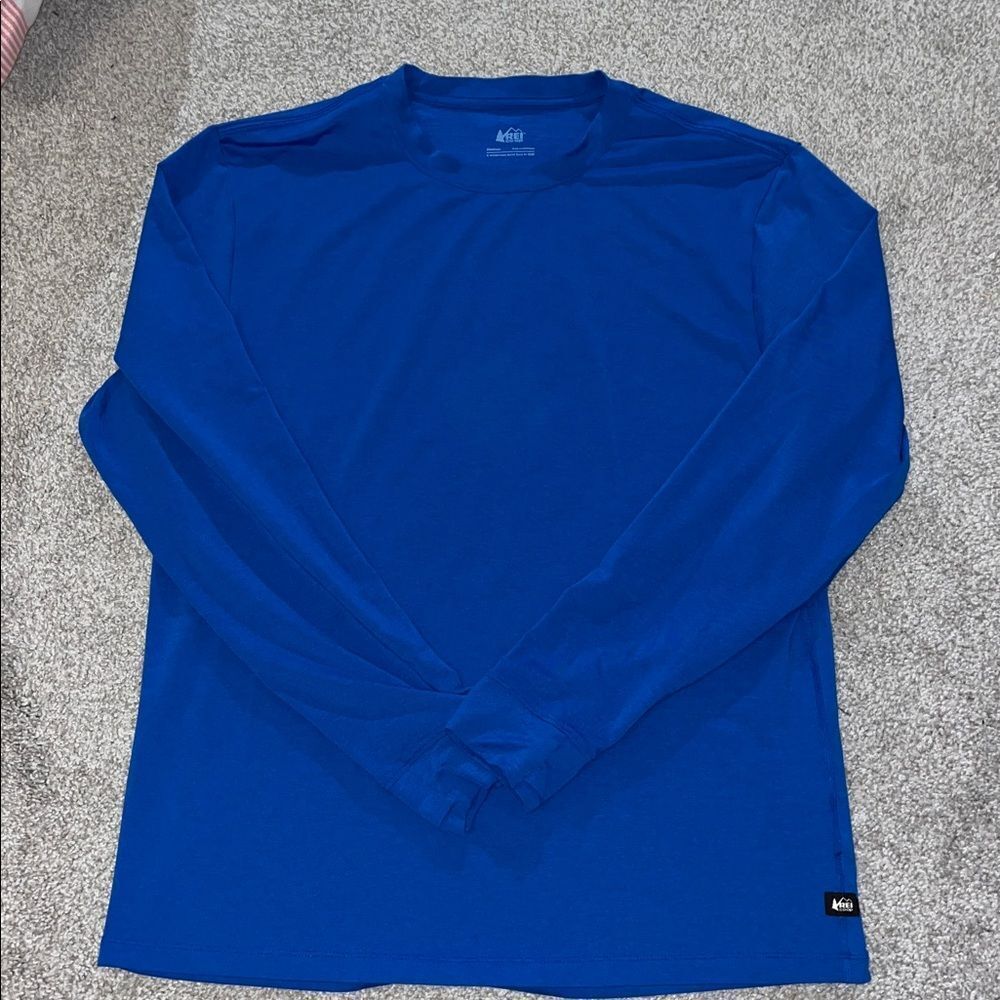 REI Base Layer Ski Snowboard Duke Royal Blue LS T shirt Hiking Camping Trail M